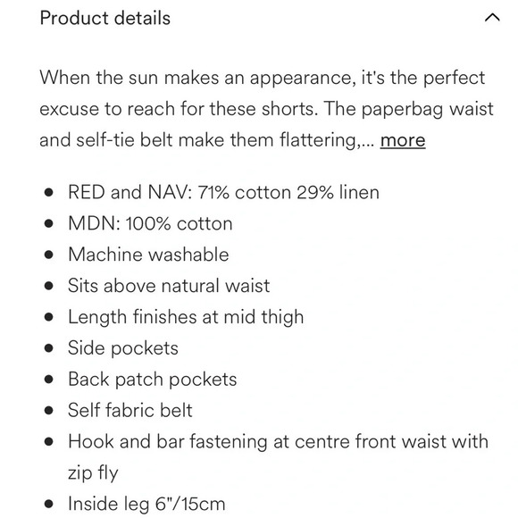 NWT Boden Paperbag High Waisted Linen Blend Shorts in Navy size 10 - Picture 7 of 9